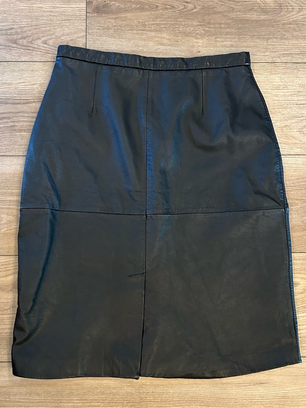 Vintage Excelled 100% Leather Black Skirt Size 10 Side Zip Paneled